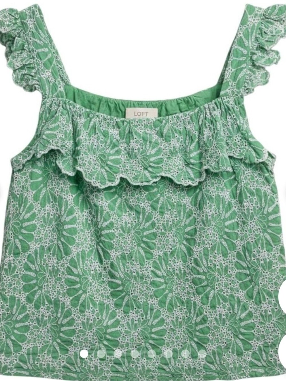 LOFT Eyelet Ruffle Square Neck Tank Top Size XL - Picture 2 of 7